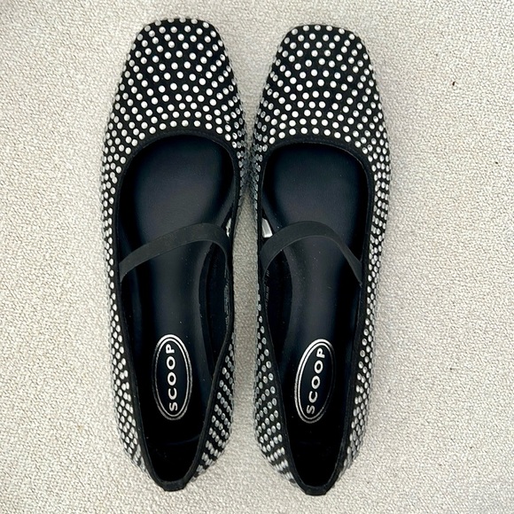 Scoop Studded Rhinestones Black Mary Jane Flats Size 10 New In Box - Picture 4 of 8